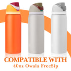 Linkidea 2 Pack Water Bottle Boot Compatible with Owala FreeSip 40oz, Silicone Anti-Slip Bottle Bottom Bumper Protector (Orange)