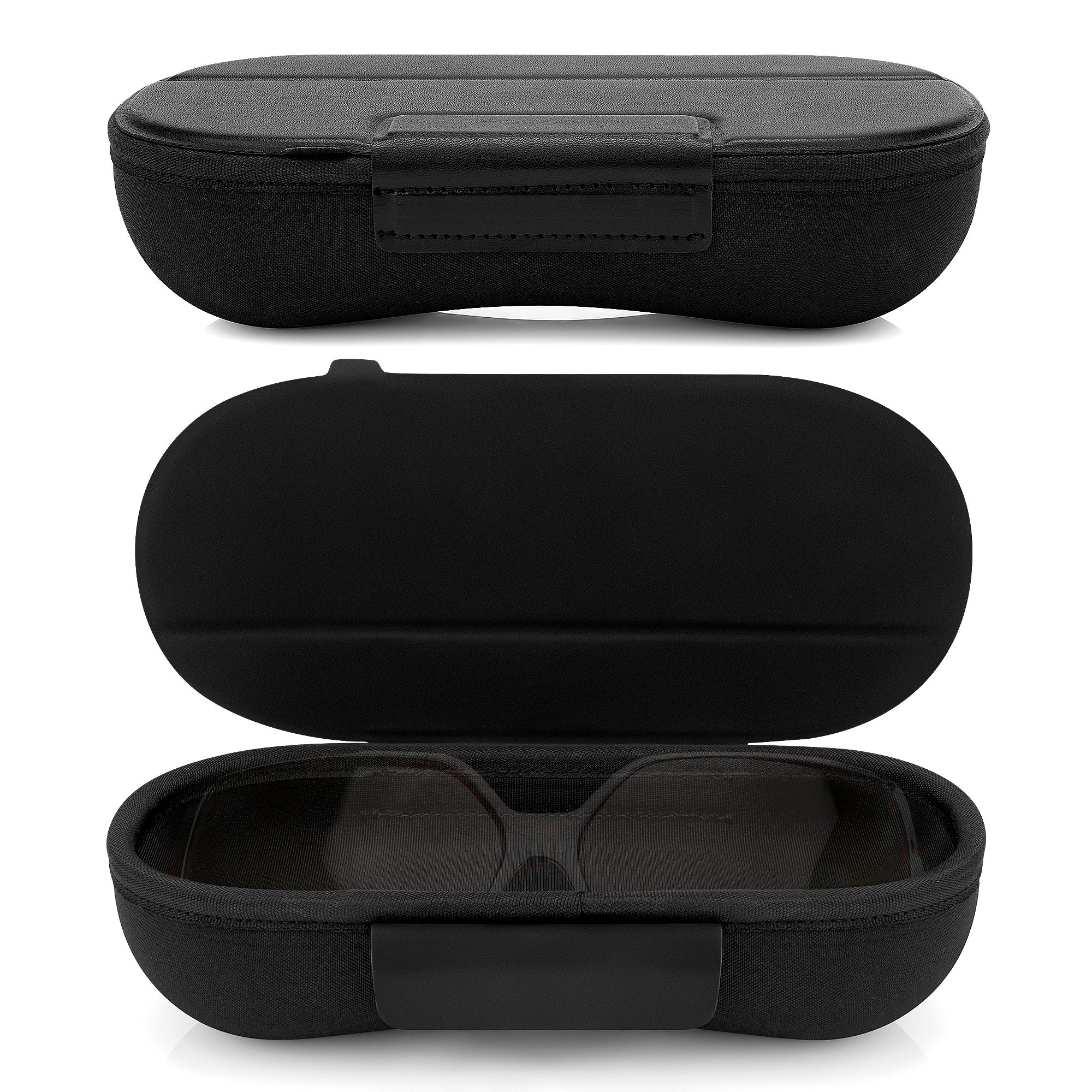 Extra Large Hard Shell Sunglasses Case, Travel Glasses Box EVA Shell with Folding Magnetic Cover, Sun Glasses Storage Organizer for Women Men (XXL / Black)