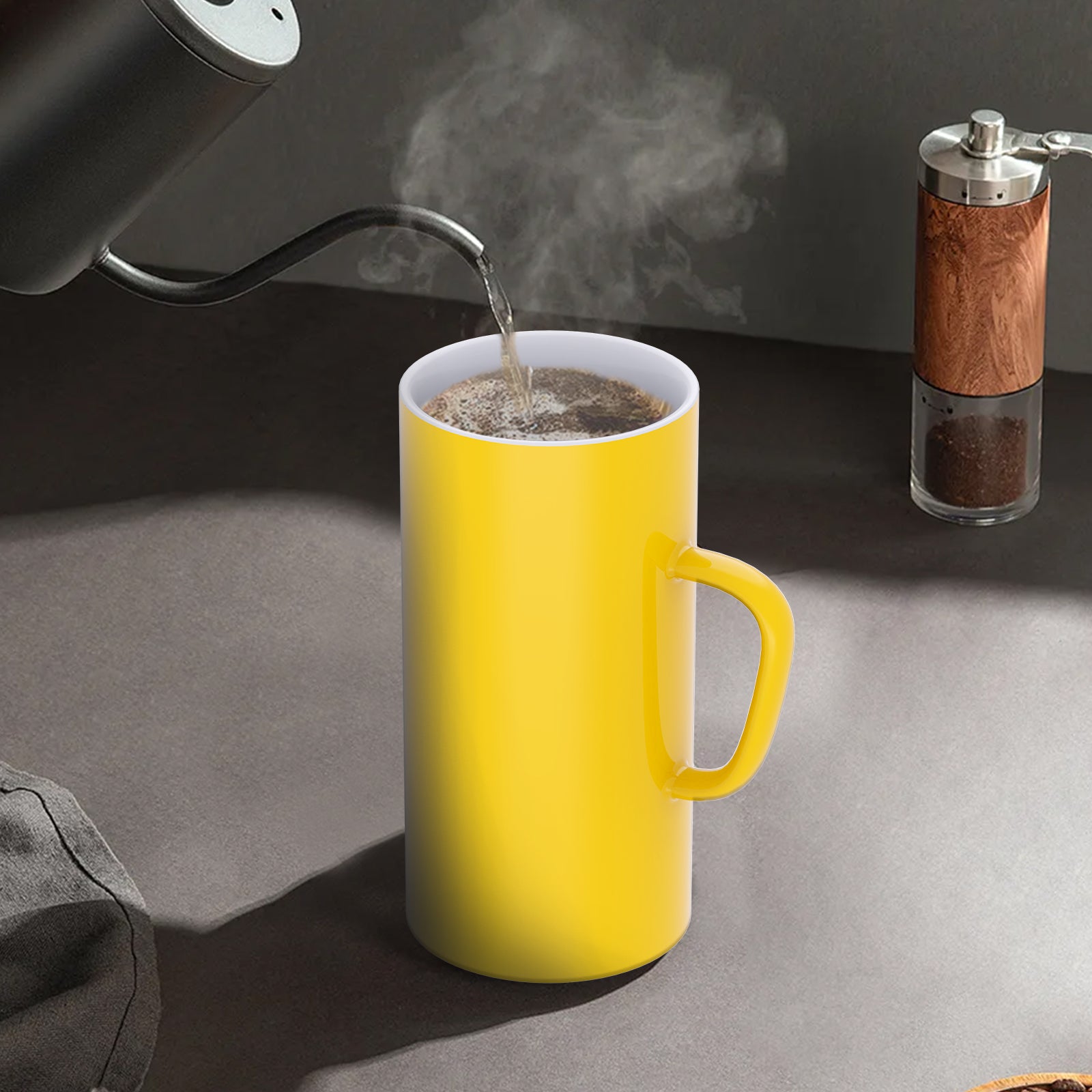 Linkidea 40oz Oversized Coffee Mugs for Office and Home, Extra Large Ceramic Cup with Handle, Heavy Tea Cup Large Capacity Drinking Teacups Gift for Friends, Yellow