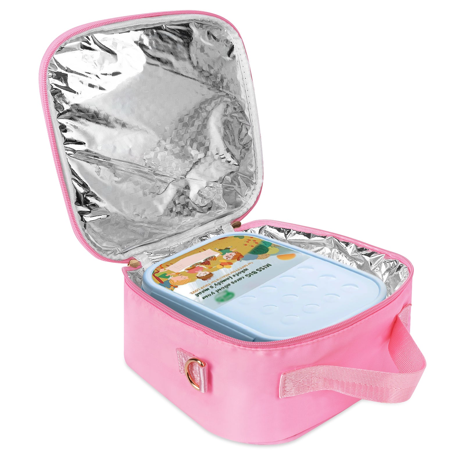 Linkidea Lunch Tote Bag, Cartoon Pattern Lunch Box Bag, Portable Reusable Lunch Box Container for Picnic or Camping, Compatible with B.Box, Sunhanny, Pedeco, QQKO, Xgxn Lunch Box (Pink)