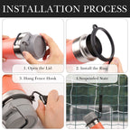 Linkidea 2 Pack Fence Hooks Compatible with Stanley Flip Go 24oz/36oz, S Shaped Hook Hanger with Waterbottle Ring for Outdoor Sports Camping (Black)