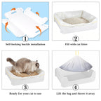 2 Pack Foldable Disposable Cat Litter Box with 10 Leakproof Liners, Portable Travel Kitty Litter Tray for Car, Hotel, Camping, Temporary Indoor Use
