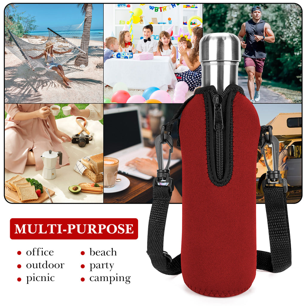Linkidea Neoprene Water Bottle Carrier with Strap Compatible with S ORIGINAL, Koodee, MIRA 17oz Cola Shaped Bottle, Insulated Waterbottle Sling Bag Holder with Shoulder Strap, Red