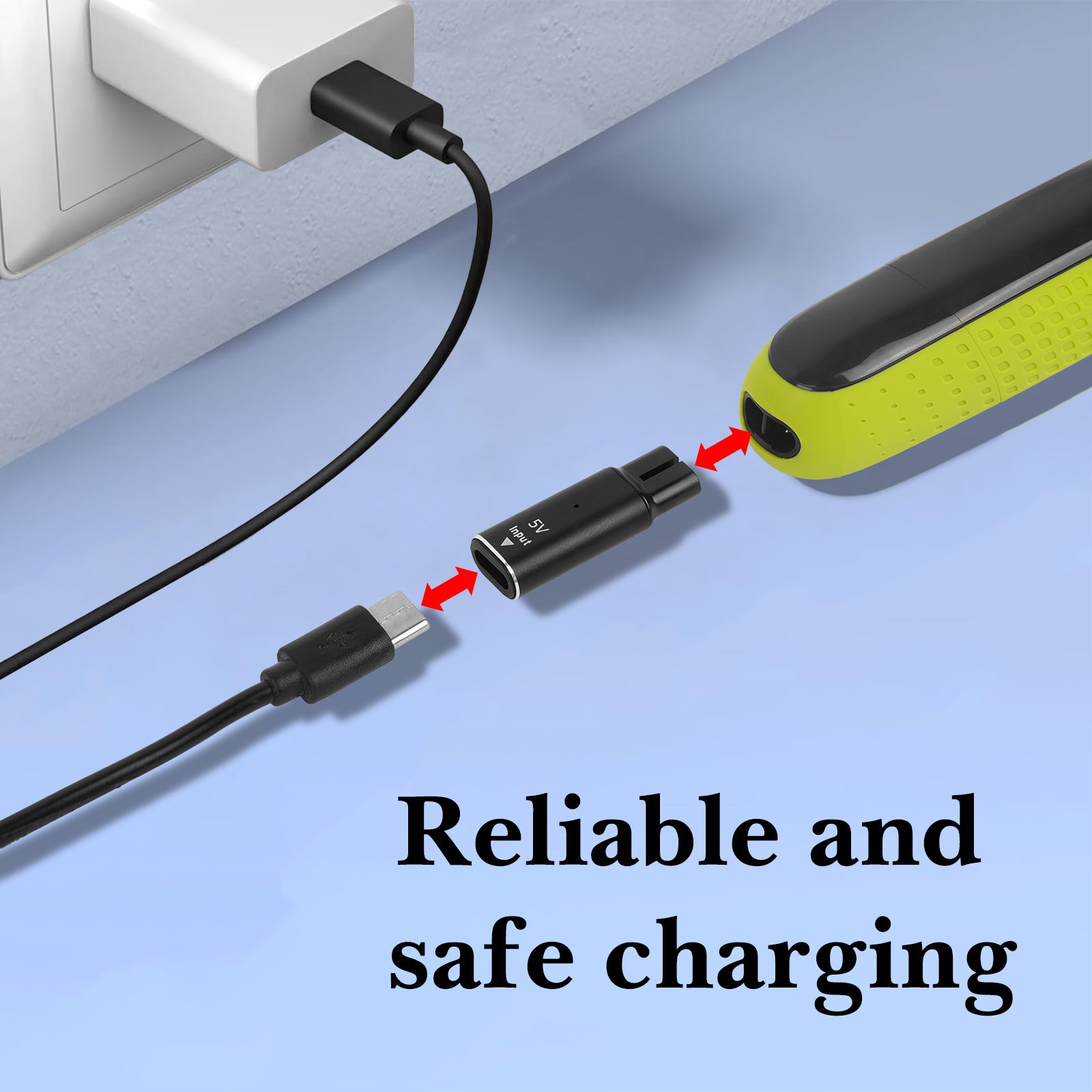 Linkidea 2 Pack 5V USB-C Charging Adapter Converter, Compatible with Philips Norelco OneBlade QP2724 QP4530, Type-C Charging Replacement Head Without Cable (Black)