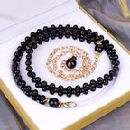 Plus Size Waist Belt for Women, 30-40 Inch Stretchable Chunky Body Chain, Black Pearl Adjustable Fashion Jewelry Accessory