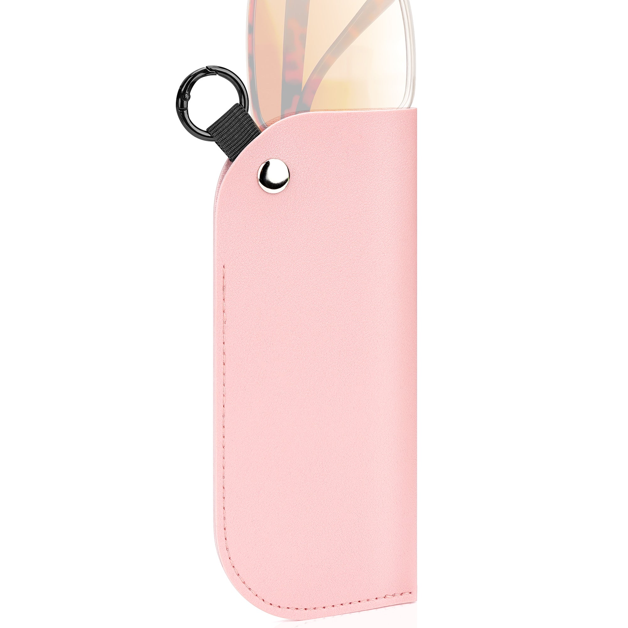 Extra Large Sunglasses Pouch Case with Hook Ring, Vegan Leather Oversized Sun Glasses Organizer Soft Bag Compatible with Gucci GG0981S GG0908S GG1223S GG1370S Versace VE2255 (XXL, Pink)