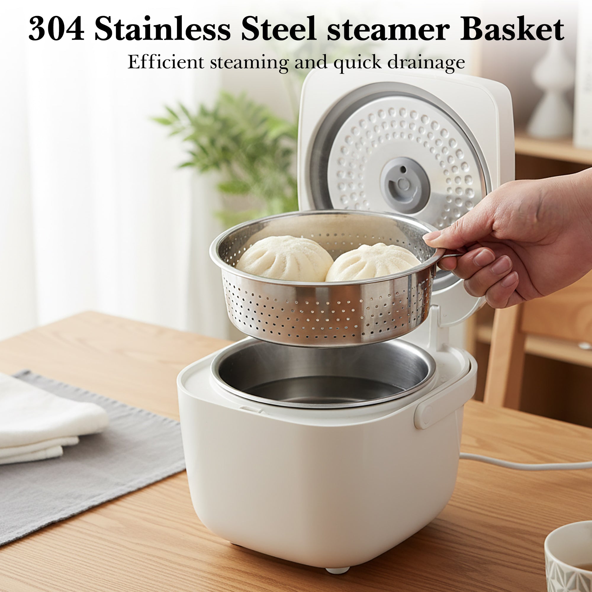 Linkidea 304 Stainless Steel Rice Cooker Steamer Tray Compatible with AROMA-ARC-954SBD, Multi-Purpose Vegetable Steaming Basket for Pot (Silver)