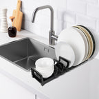 Linkidea Small Multifunction Dish Drying Rack, Drain Water Drying Rack, Dish Drainer for Kitchen Counter Sink (Black)