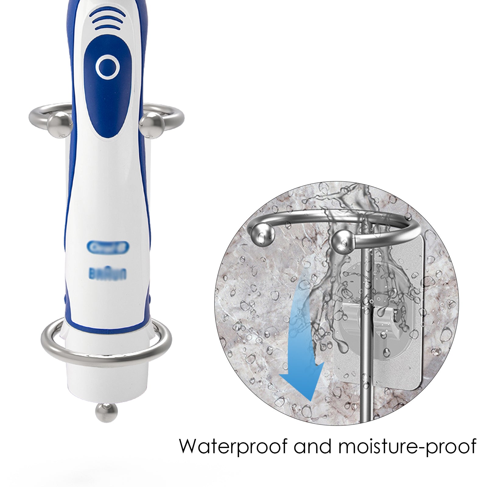 Linkidea 2 Pack Wall Mounted Electric Toothbrush Holder for Bathroom, Shower, Stainless Steel Power Toothbrush Hanger, Self Adhesive Wallmounted Tooth Brush Organizer (Sliver)