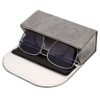 Extra Large Sunglasses Pouch Case, Grey Vegan Leather Eyewear Organizer Soft Bag Compatible with Rayban RB4401D/RBS0101S/RB8097/RB8089/RB4098