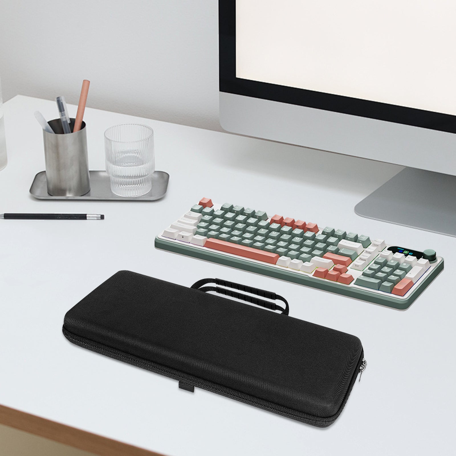 Linkidea Hard Travel Case for Compact 90%-96% Keyboard, Computer 100 Key Wireless / Wired Keyboard Carrying Protective Storage Box Bag, Compatible with RK Royal KLUDGE S98, AULA F99 Pro