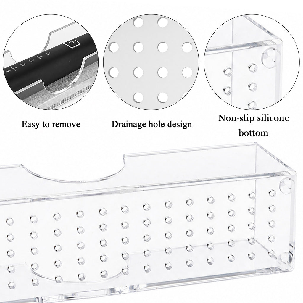 Linkidea Acrylic Electric Toothbrush Holder with Diatomite Drying Stone, Bathroom Drawer Organizer with Drainage Hole, Compatible with Philips Sonicare, Oral-B CrossAction (Transparent)