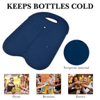 Linkidea Wine Travel Cooler Bag Holder, Portable Picnic Beverage Tote, Two Slots Beer Insulated Neoprene Handbag (Blue)