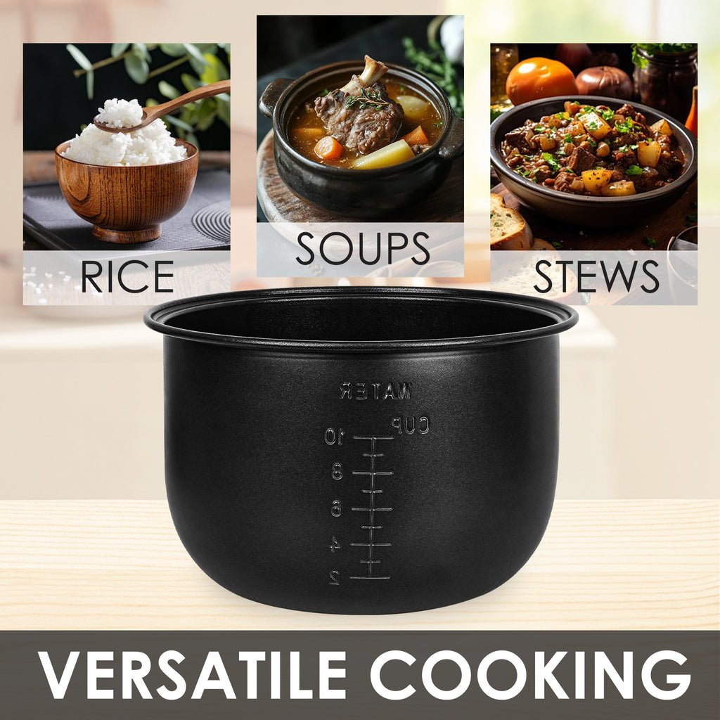 Linkidea Rice Cooker Aluminum Alloy Inner Pot Compatible with Tiger JBV-A18U-W, COSORI CRP-R501IP-KUS, Dishwasher Safe, Replacement Bowl