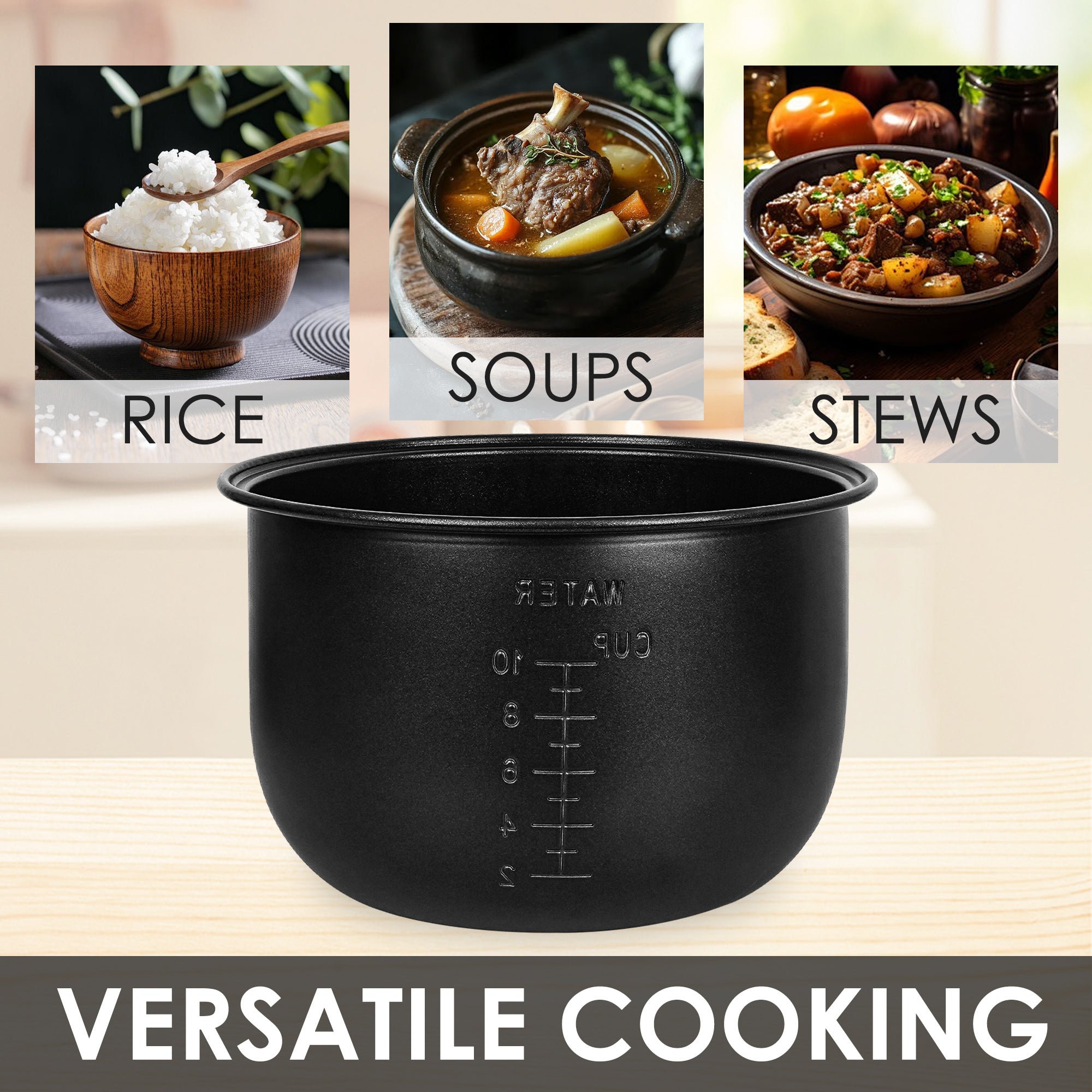 Linkidea Rice Cooker Aluminum Alloy Inner Pot Compatible with Tiger JBV-A18U-W, COSORI CRP-R501IP-KUS, Dishwasher Safe, Replacement Bowl