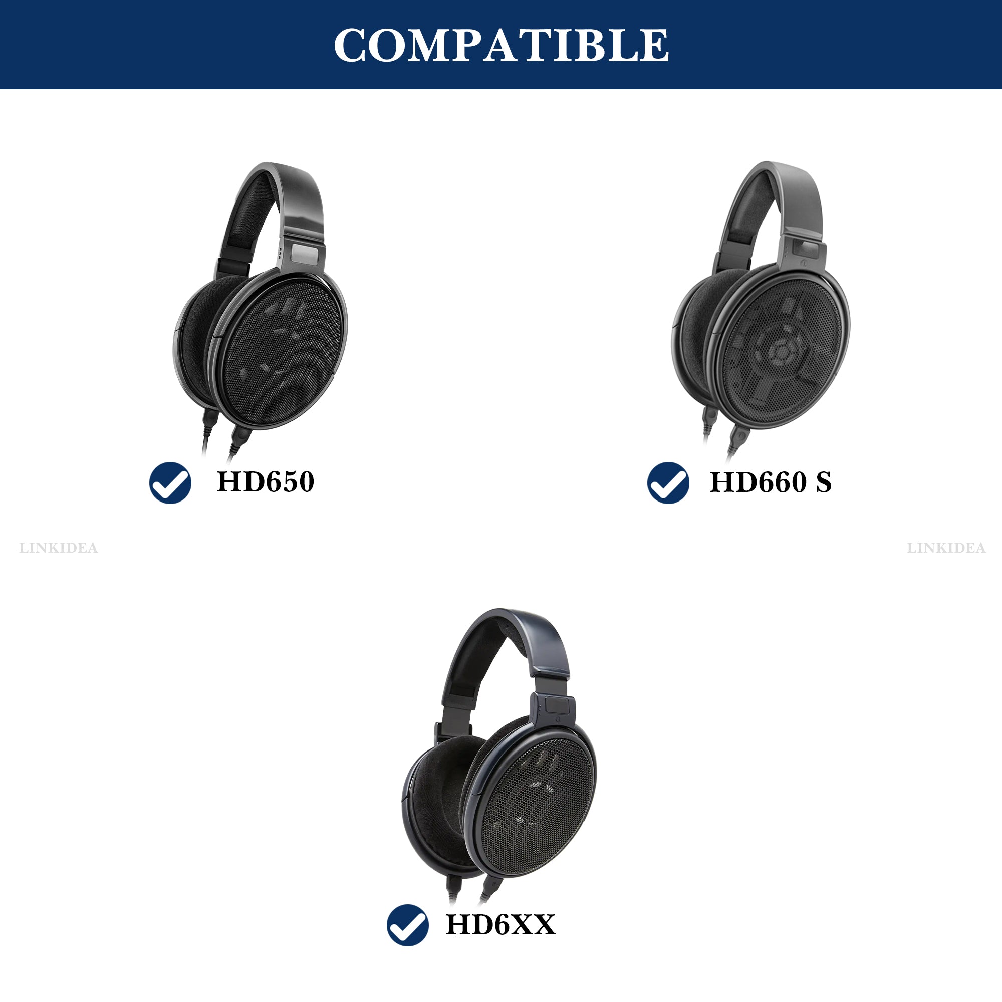Linkidea Mesh Fabric Replacement Headband Compatible with Sennheiser HD650, HD660 S, HD 660S2 Headphones, Top Cover Repair Parts (Black)