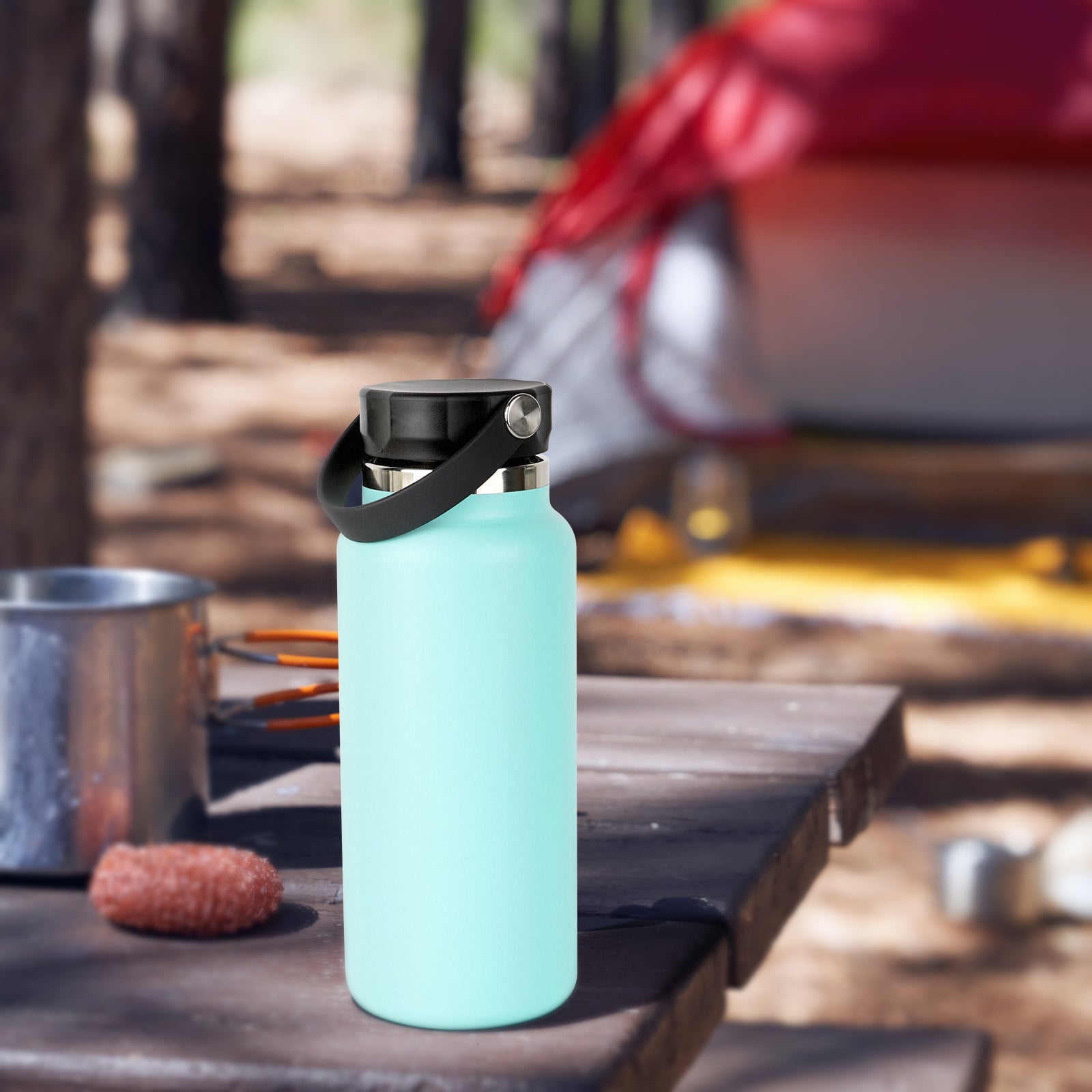 Linkidea Wide Mouth Water Bottle Lid with Handle Compatible with Hydro Flask Wide Mouth 12/16/18/20/32/40/64oz, Waterbottle Replacement Wide Mouth Flex Cap (Black)