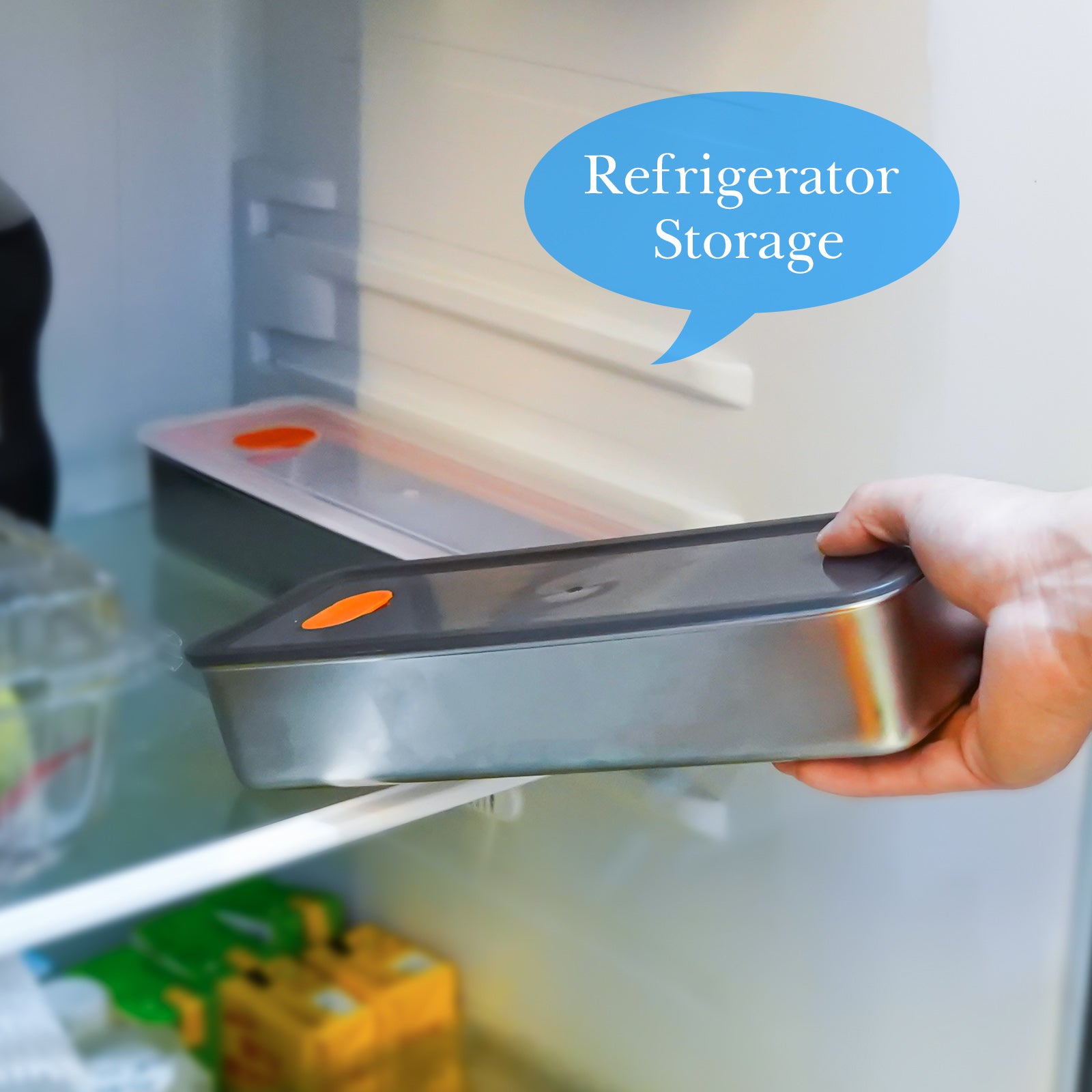 Linkidea 304 Stainless Steel Refrigerator Organizers and Storage, Bacon Fridge Organizer, Deli Meats Kitchen Storage with Lid
