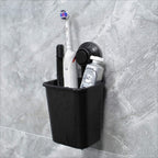 Linkidea Toothbrush Holder Self Adhesive Wall Mounted for Bathroom Shower Wall, Shaver Razor Holder Hanger, Electric / Battery Toothbrush and Toothpaste Organizer, No Drill or Nail Needed (Black)