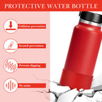Linkidea Water Bottle Boot Compatible with Hydro Flask Wide Mouth Flex Cap/Straw Lid/Chug Cap 32oz/40oz, Silicone Bottle Bottom Sleeve Cover Protector, Bottle Bumper (Red / 2 Pack)