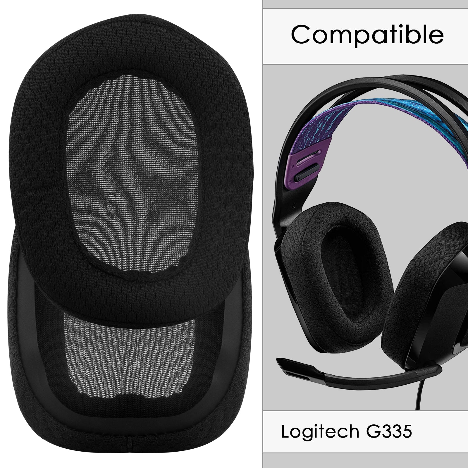 Linkidea Replacement Ear Pads for Logitech G733, G535, G335 Headphones, Ear Cushions, Headset Earpads ( Mesh Fabric / Black)