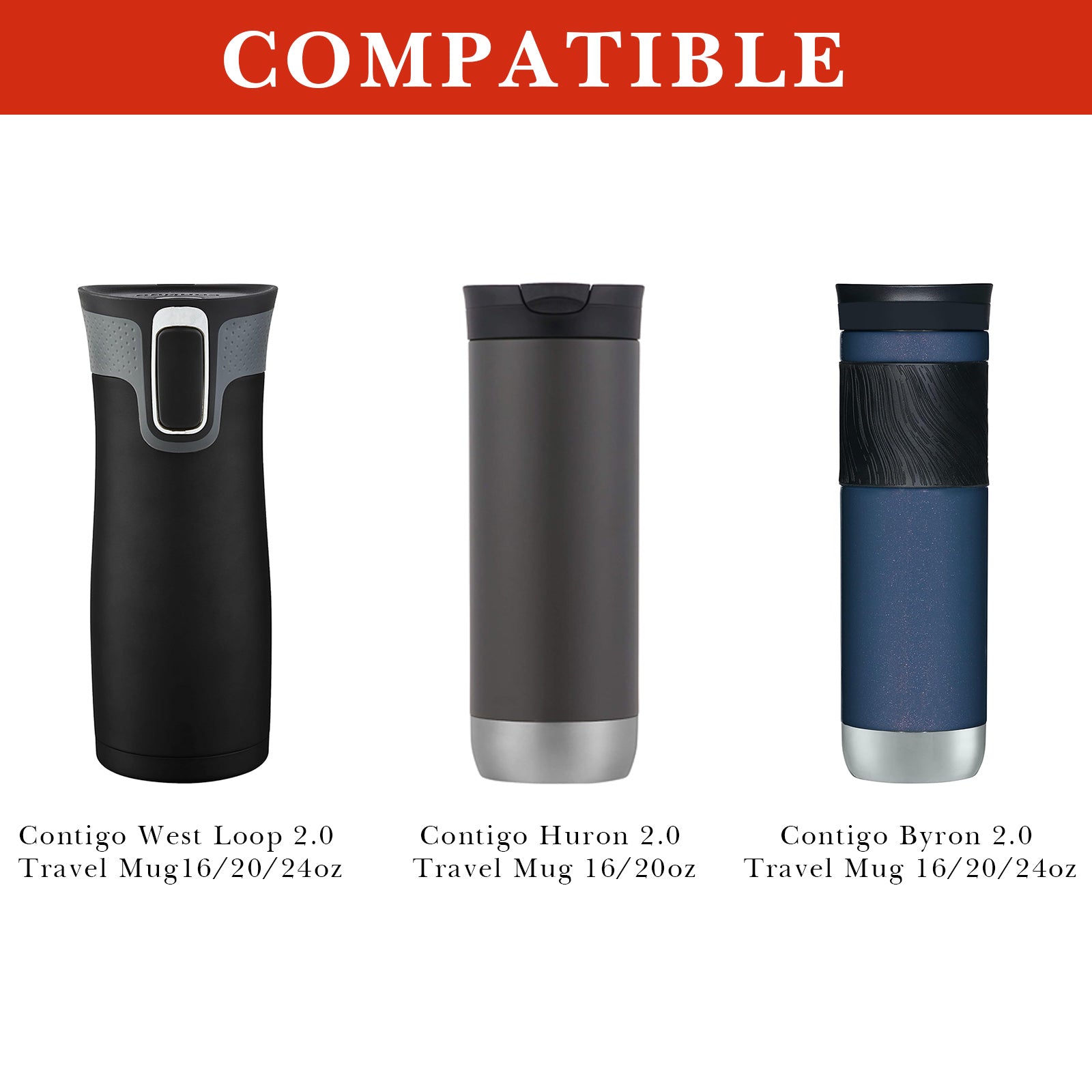 Linkidea 2 Pack Water Bottle Boot Compatible with Contigo West Loop 2.0 16oz/20oz/24oz, Huron 2.0 16oz/20oz, Silicone Anti-Slip Bottle Bottom Bumper Protector (Red)