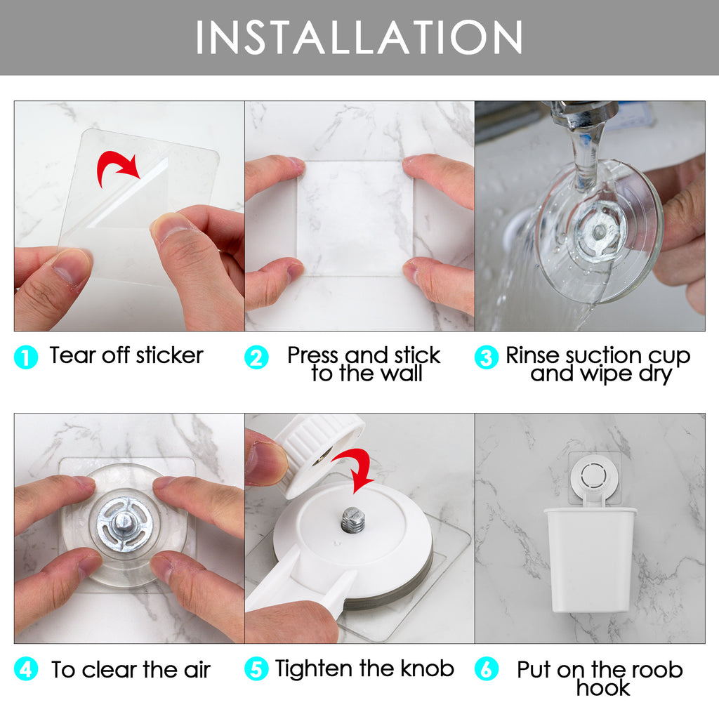 Linkidea Suction Cup Toothbrush Holder with Adhesive Paster, Wall Mounted Electric Toothbrush Holder for Bathroom, Toothpaste and Razors Stand Shower Organizer for RV (White)