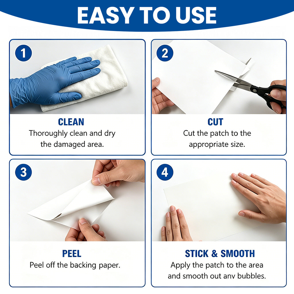 Linkidea A4-Size Tub Repair Patch, Self-Adhesive Crack Repair Patch, Waterproof Peel-and-Stick Sheet Compatible with Acrylic Bathtub, Sink, Shower Surface (White)