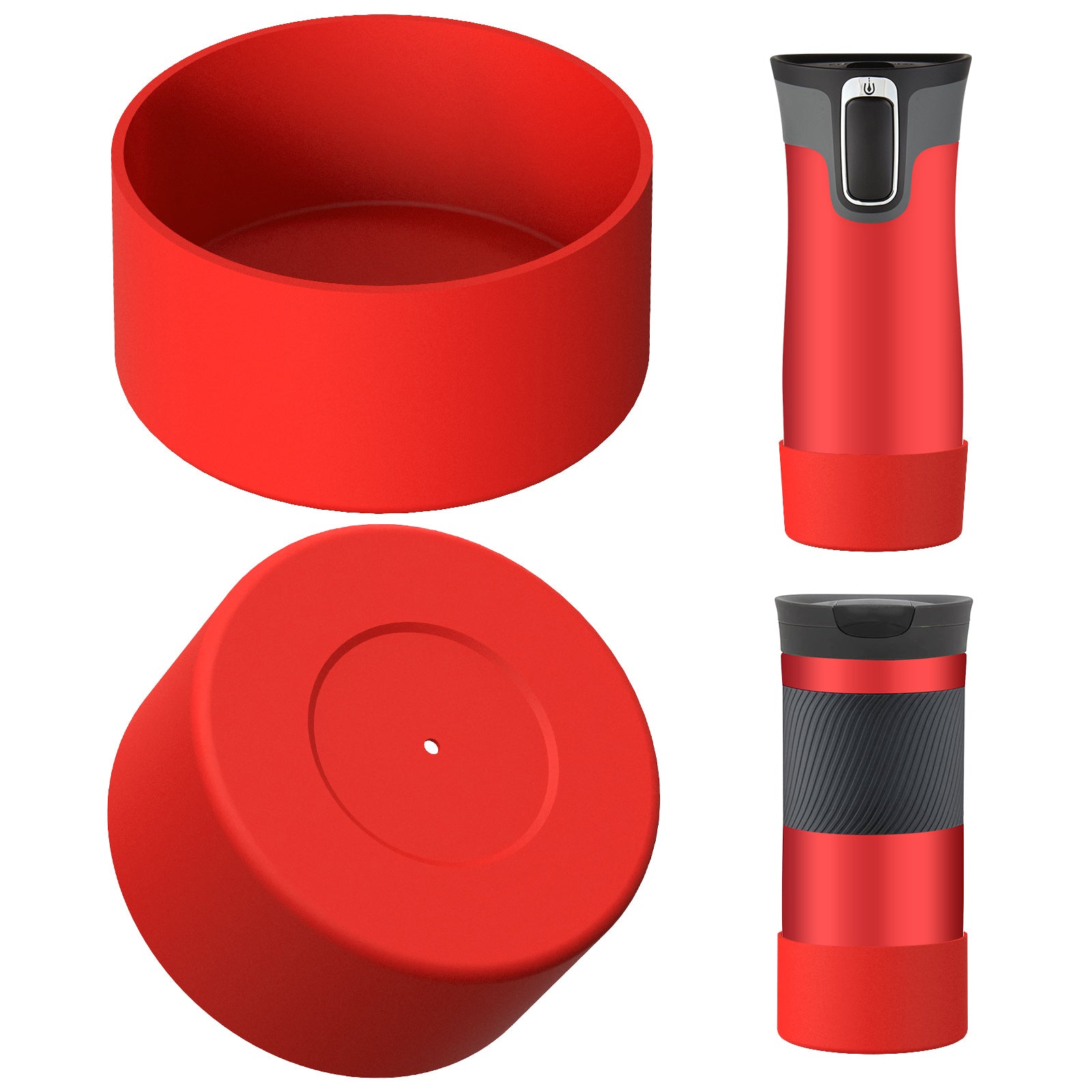 Linkidea 2 Pack Water Bottle Boot Compatible with Contigo West Loop 2.0 16oz/20oz/24oz, Huron 2.0 16oz/20oz, Silicone Anti-Slip Bottle Bottom Bumper Protector (Red)