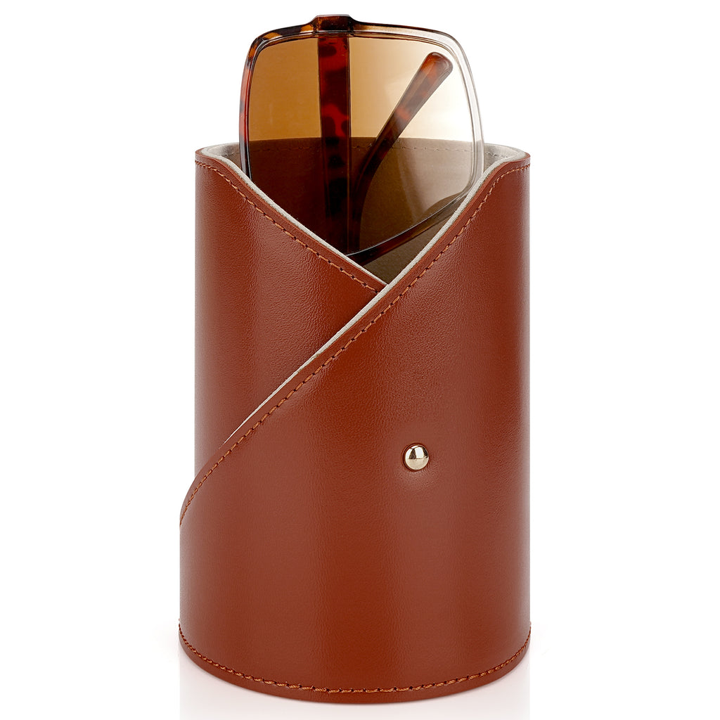 Extra Large Sunglasses Desk Holder Stand, Vegan Leather Eyeglasses Display Storage with Flock Lining, Sunwear Organizer Compatible with Rayban RB220/RB2195/RB3447/RB3809