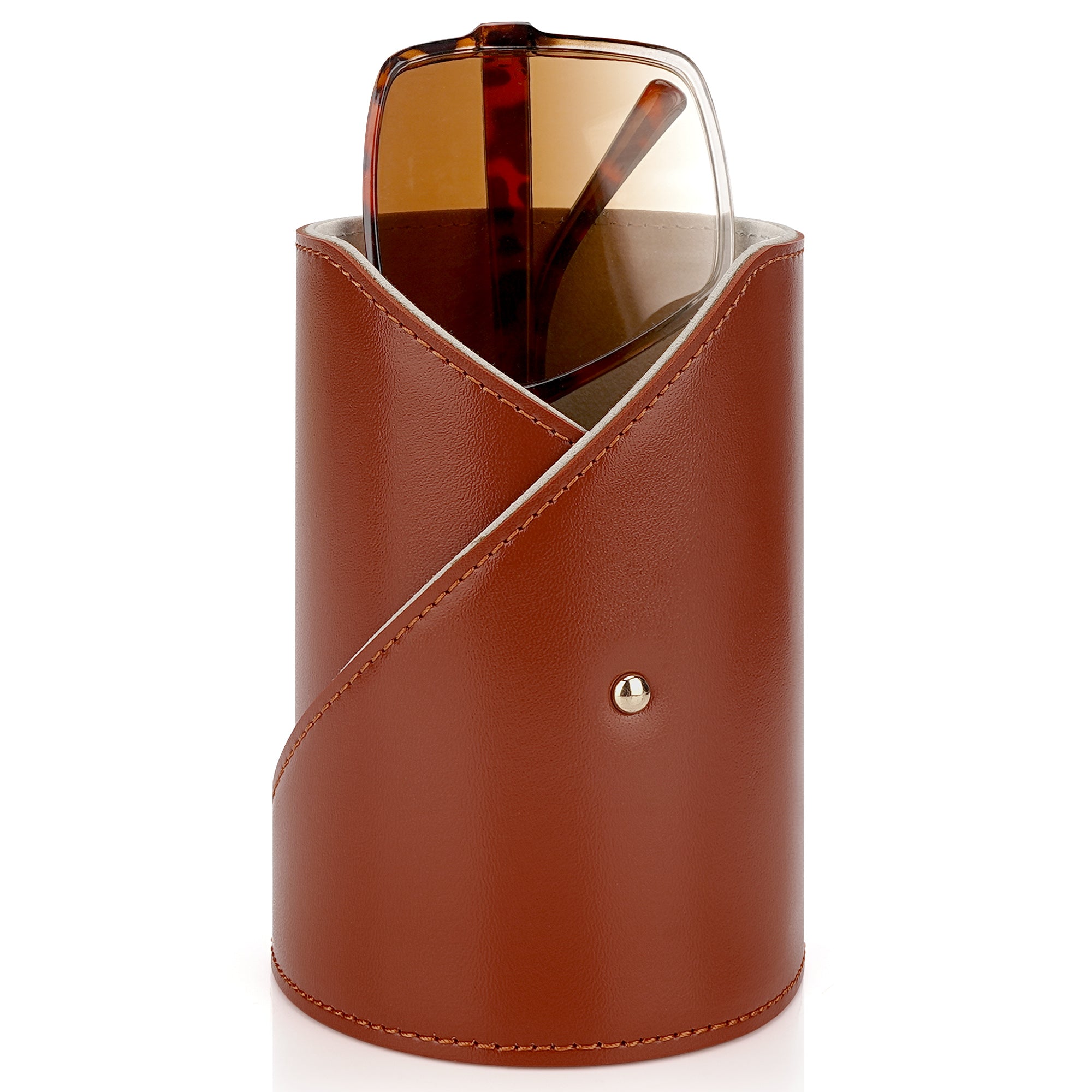Extra Large Sunglasses Desk Holder Stand, Vegan Leather Eyeglasses Display Storage with Flock Lining, Sunwear Organizer Compatible with Rayban RB220/RB2195/RB3447/RB3809