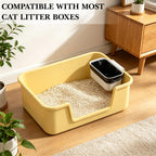Cat Litter Waste Bin Kit with 100 Liners & Storage Hook, Hanging Disposal Container for Litter Box Sidewall, Space-Saving Scoop Station for Daily Cleanup