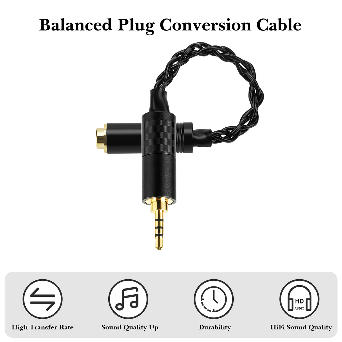 Linkidea 2.5mm Male to 4.4mm Female Audio Adapter, Hi-Fi Silver-Plated OCC Copper Cord, Compatible with Balanced Amplifiers, DACs, Headphones (15.5cm/6.1 inch)