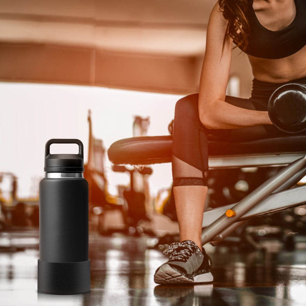 Linkidea 2 Pack Water Bottle Boot Compatible with YETI Rambler Bottle 36oz, Silicone Anti-Slip Waterbottle Bottom Sleeve Cover Protector (Black)
