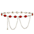 Plus Size Chain Belt for Women, Red Faux Jewel Waist Belt, 51 Inch Adjustable Extra Long Chunky Body Chain for Dresses, Party, Casual Wear, Fashion Jewelry Accessory