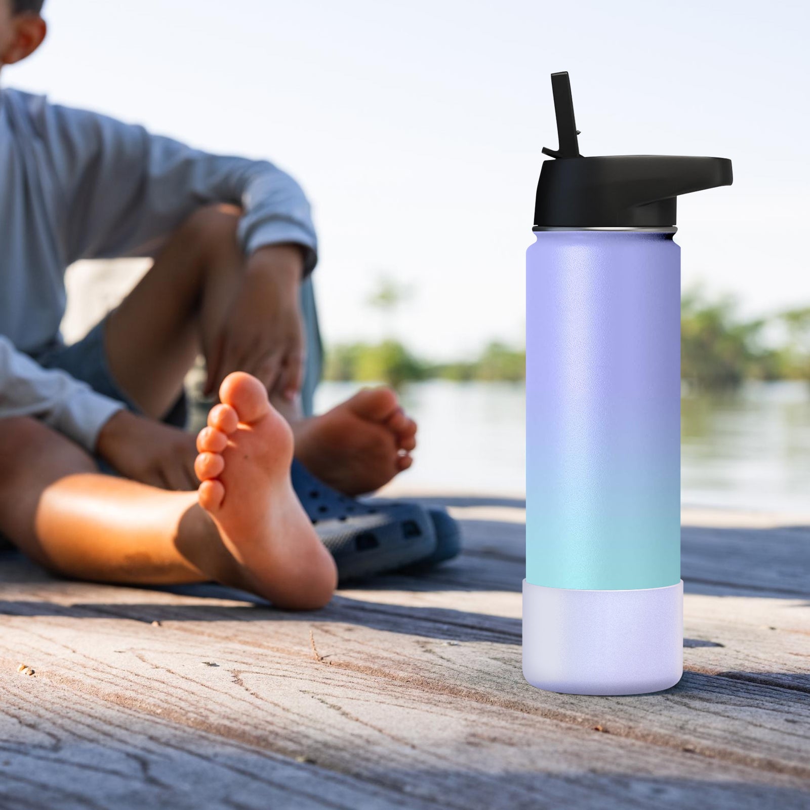 Linkidea 2 Pack Water Bottle Boot Compatible with IRON °FLASK Wide/Narrow Mouth 12oz/14oz/16oz/18oz/20oz/22oz/24oz, Silicone Bottle Bottom Sleeve Cover Bumper Protector (Fog)