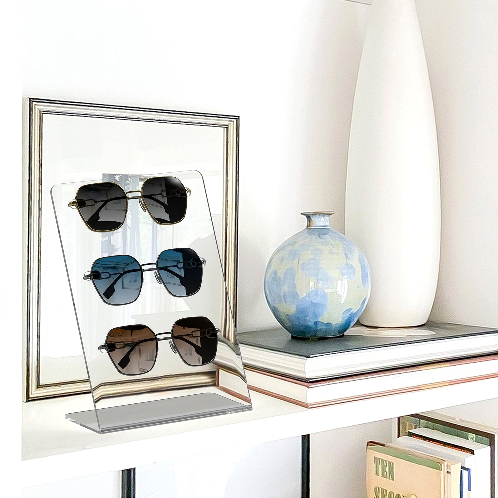 Extra Large Sunglasses Holder Stand, Clear Acrylic Eyewear Desk Display Organizer Compatible with Gucci GG0876S/GG0875S Balenciaga BB0201S/BB0166S