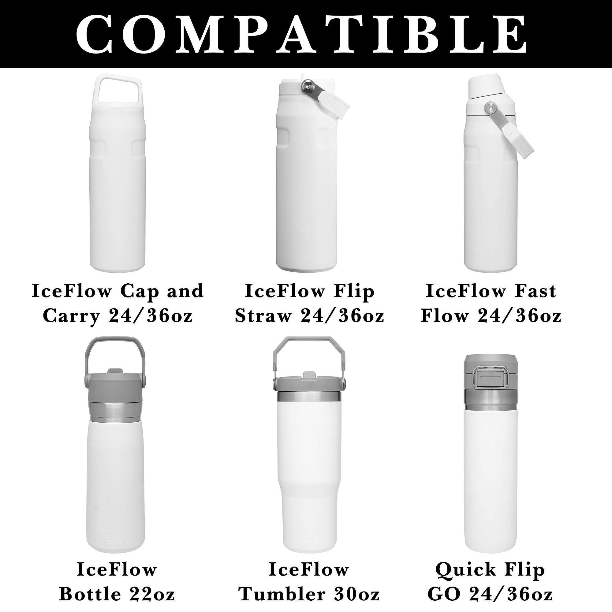 Linkidea Water Bottle Carrier with Strap Compatible with Stanley Quick Flip GO 24/36oz, IceFlow Fast Flow 24/36oz, Waterbottle Sling Bag Holder, Shoulder Strap with Phone Mesh Pocket, Black