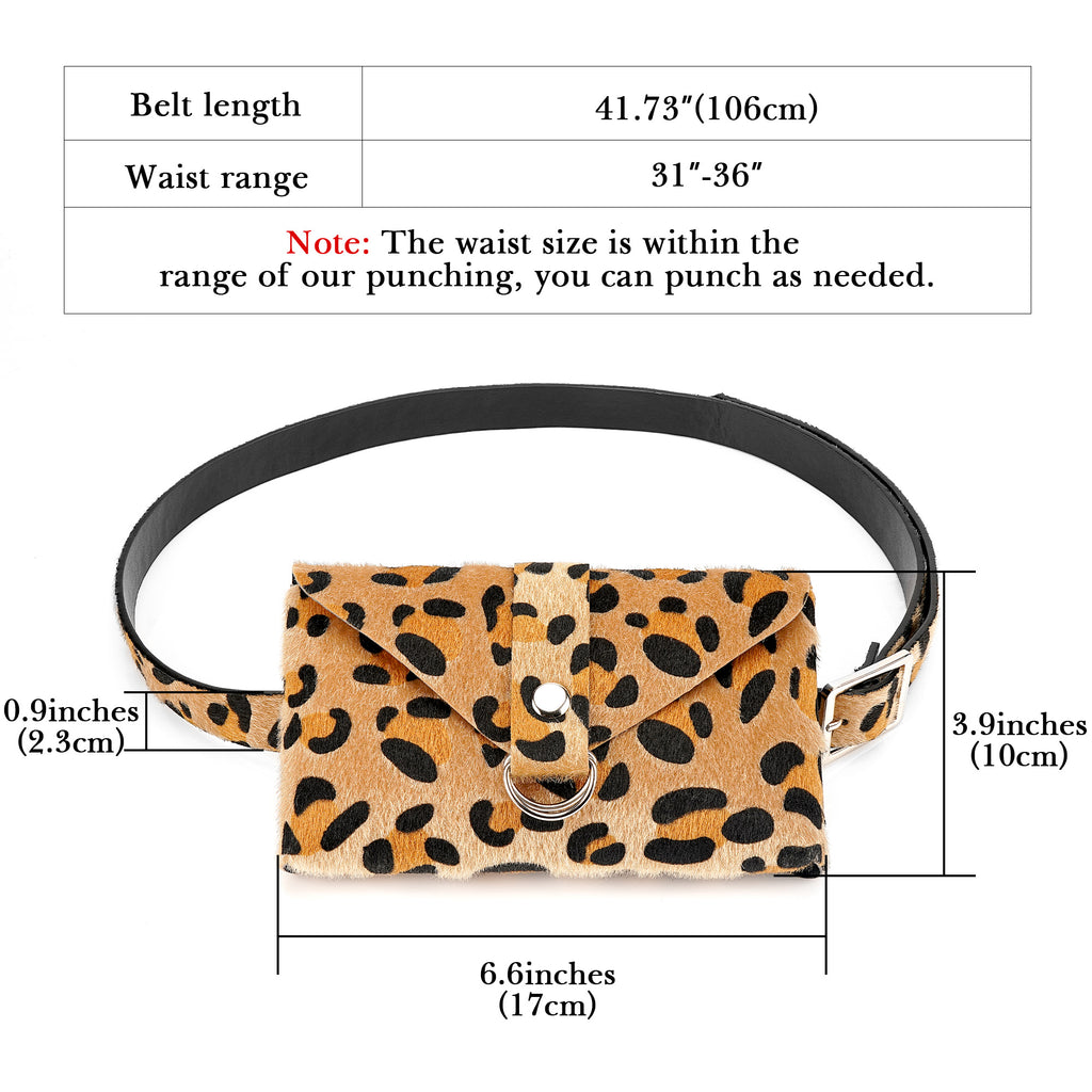 Chain Belt for Women, Leopard Brown Waist Chains with Storage Bag, 41 Inch Adjustable Chunky Body Fashion Accessory