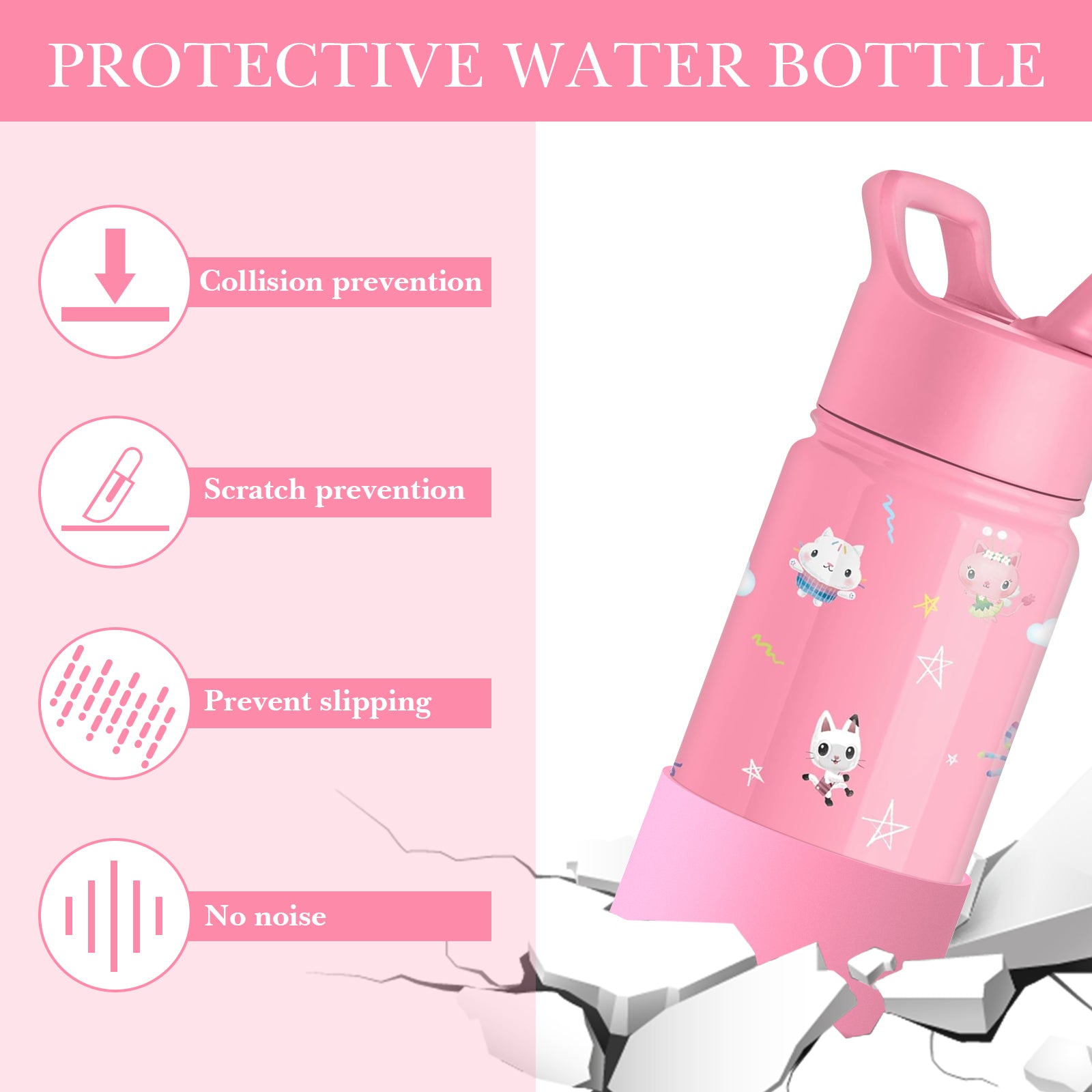 Linkidea 2 Pack Water Bottle Boot Compatible with Simple Modern Summit Collection 14oz/18oz/22oz, Silicone Waterbottles Bottom Bumper Protector (Light Pink)