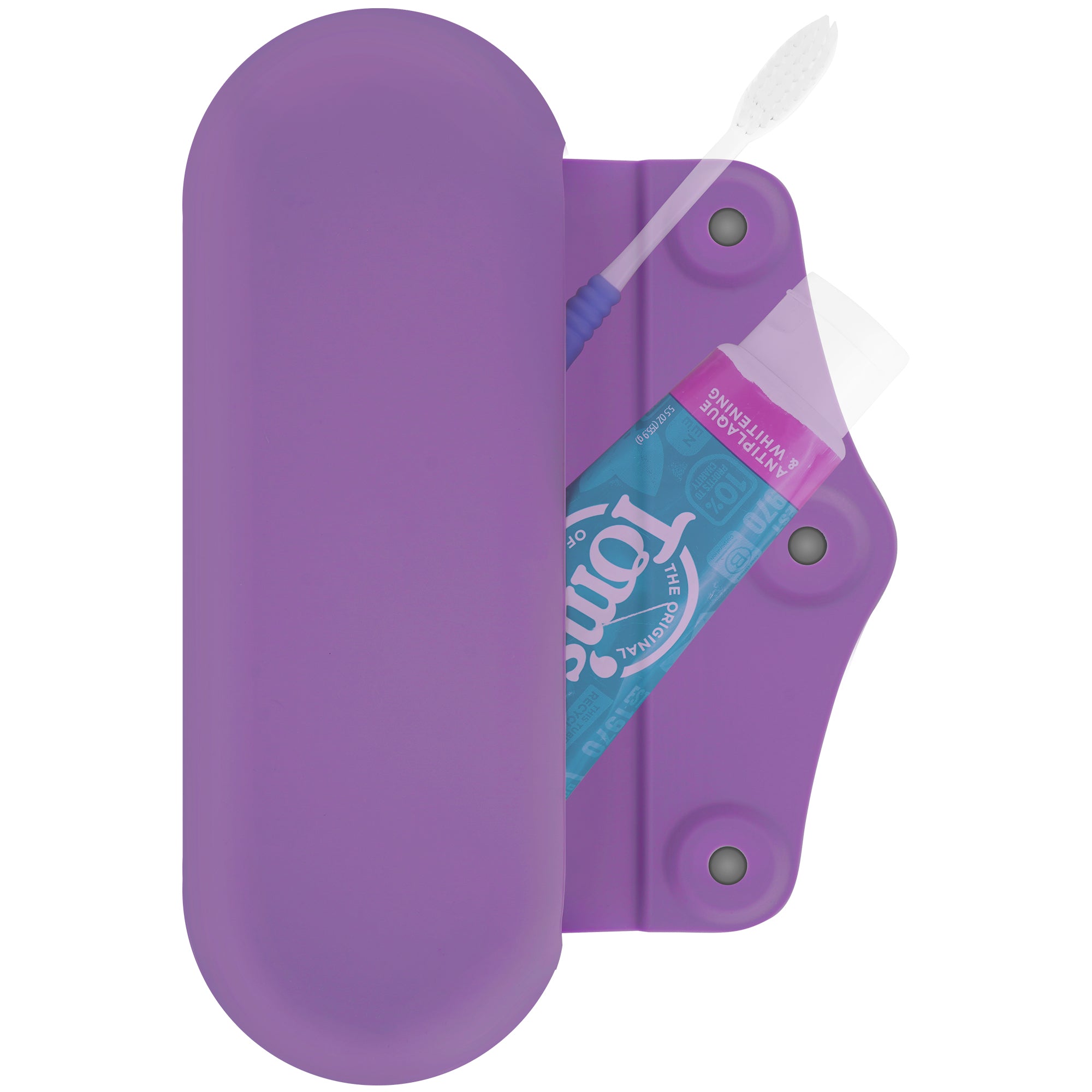 Linkidea Manual Toothbrush Toothpaste Travel Case, Silicone Brush Bag with Magnetic Snap, Protective Storage Compatible with Colgate ExtraClean, Oral-B CrossAction (Purple)
