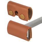 Linkidea Safety Razor Head Vegan Leather Cover, Double Edge Safety Razor Cover for Travel, Butterfly Razor Shaving Accessories Compatible with Merkur 38C, 34C, 23C, Henson AL13 (Brown)