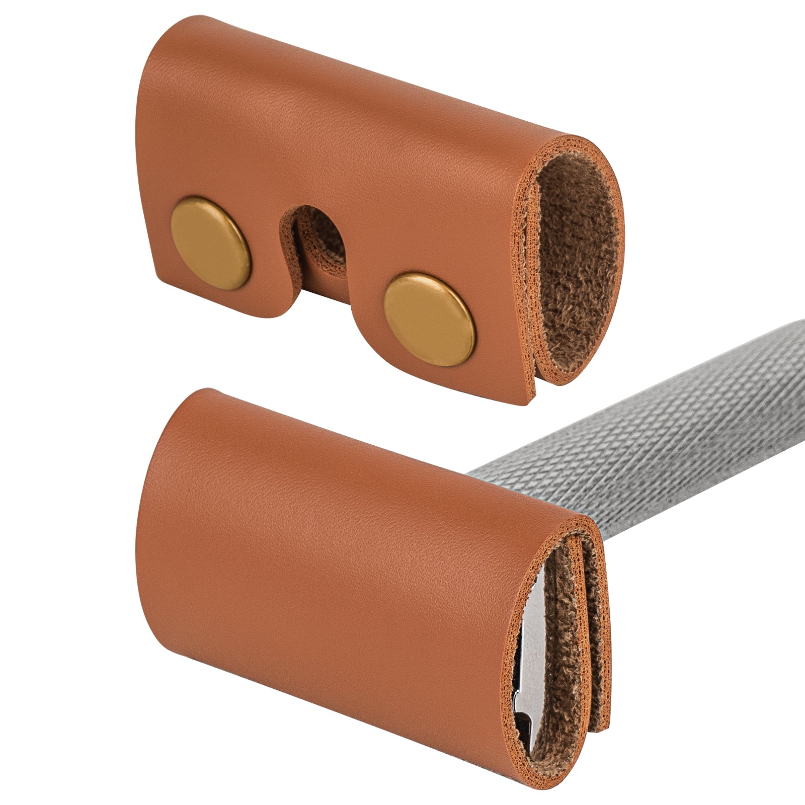 Linkidea Safety Razor Head Vegan Leather Cover, Double Edge Safety Razor Cover for Travel, Butterfly Razor Shaving Accessories Compatible with Merkur 38C, 34C, 23C, Henson AL13 (Brown)