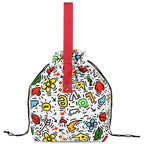 Linkidea Cute Lunch Bag, Drawstring Lunch Bag with Handle, Women Lunch Bags for Work Picnics Ourdoor Travel, Compatible with Bentogo, LunchBots, EasyLunchboxes (White)