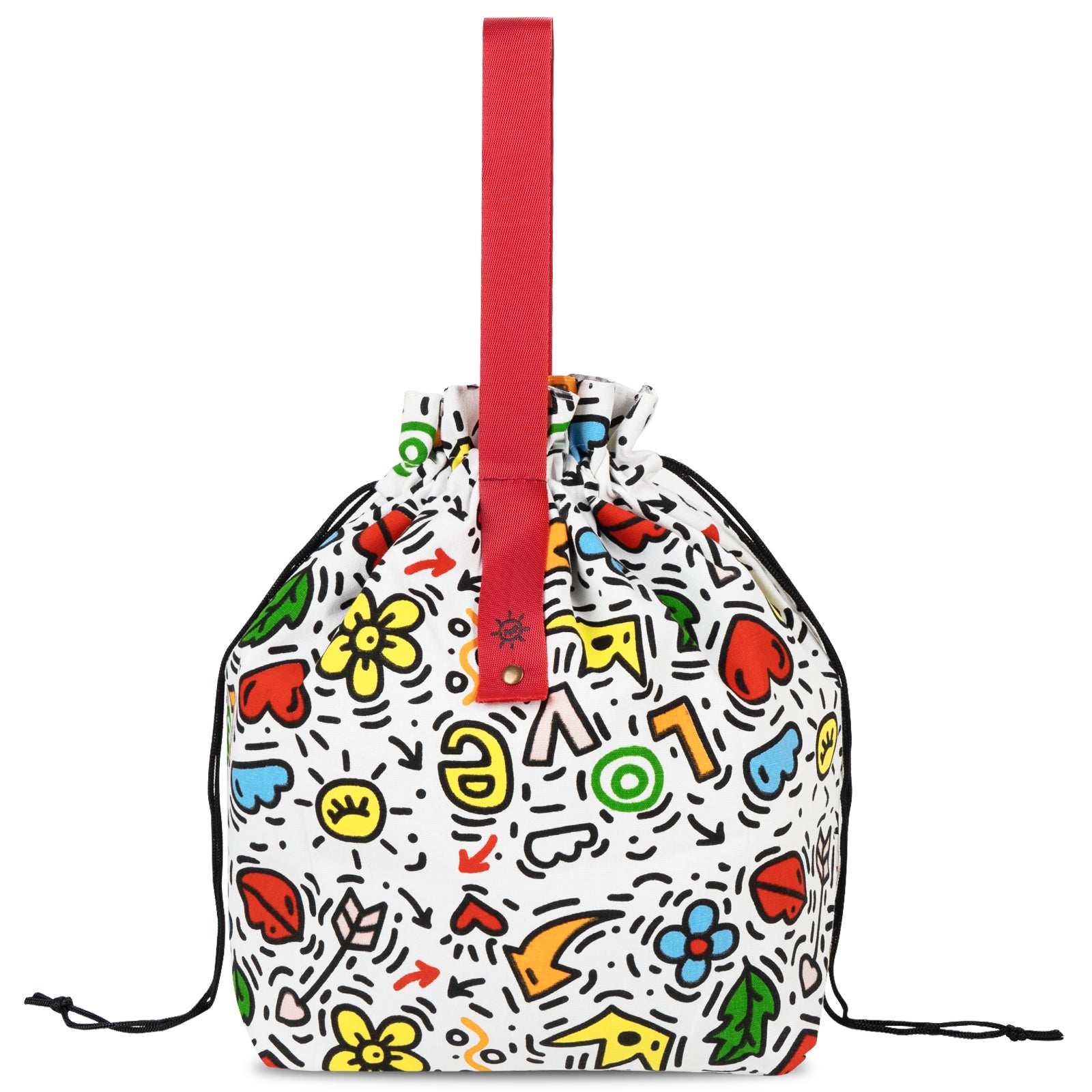 Linkidea Cute Lunch Bag, Drawstring Lunch Bag with Handle, Women Lunch Bags for Work Picnics Ourdoor Travel, Compatible with Bentogo, LunchBots, EasyLunchboxes (White)