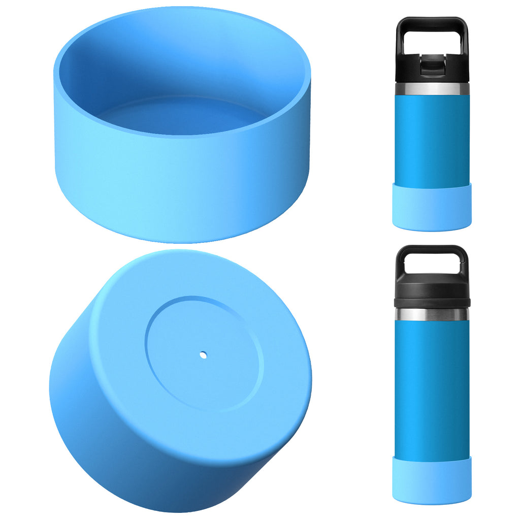 Linkidea Water Bottle Boot Compatible with YETI Rambler Jr. Kids 12oz, Rambler 12oz/18oz, Yonder 20oz/25oz, Silicone Anti-Slip Bottle Bottom Sleeve Bumper Protector (Blue / 2 Pack)