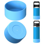 Linkidea Water Bottle Boot Compatible with YETI Rambler Jr. Kids 12oz, Rambler 12oz/18oz, Yonder 20oz/25oz, Silicone Anti-Slip Bottle Bottom Sleeve Bumper Protector (Blue / 2 Pack)