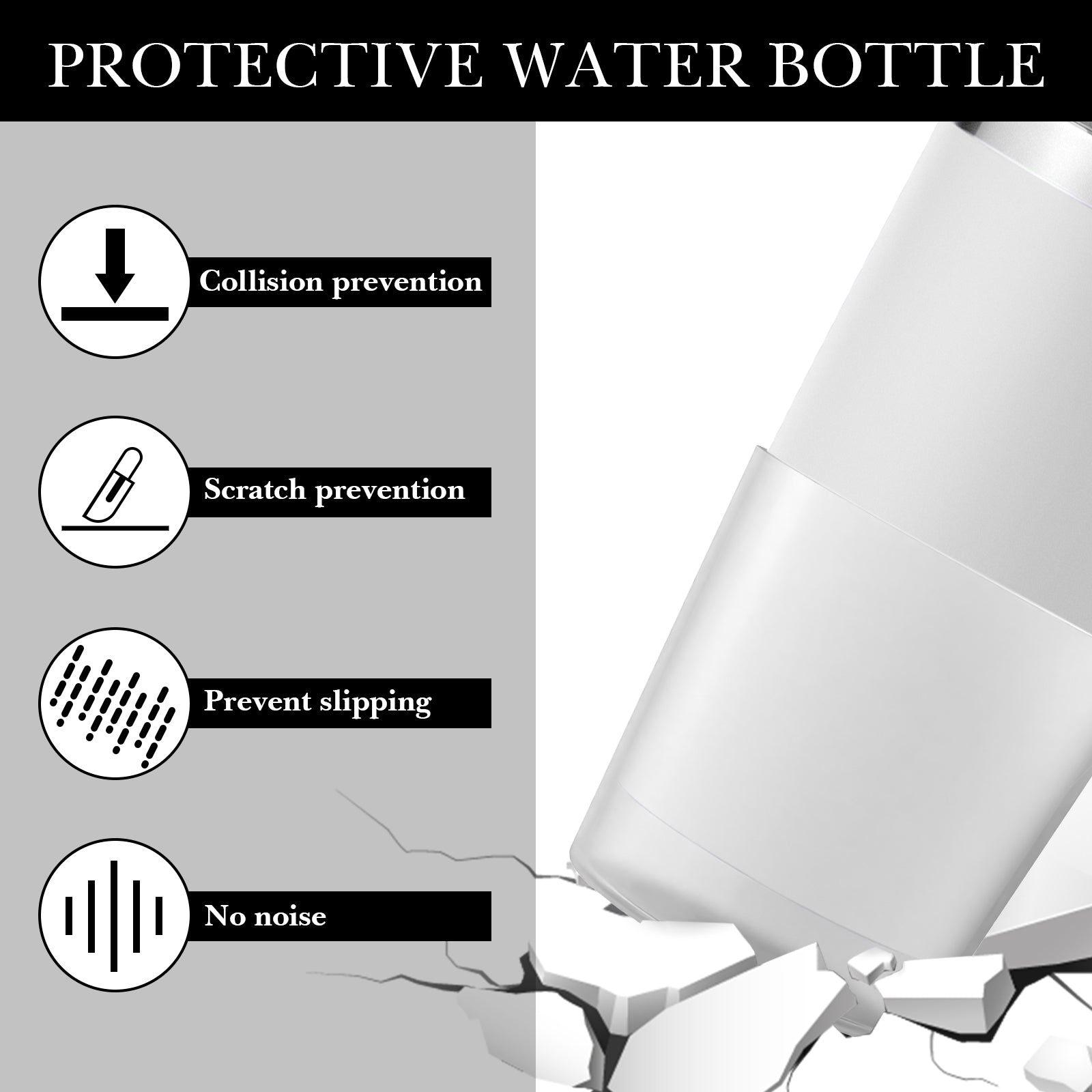 Linkidea Water Bottle Boot Compatible with YETI Rambler 20oz/30oz Tumbler, Travel Mug, Silicone Anti-Slip Waterbottle Bottom Sleeve Cover Protector (Clear / 2 Pack)
