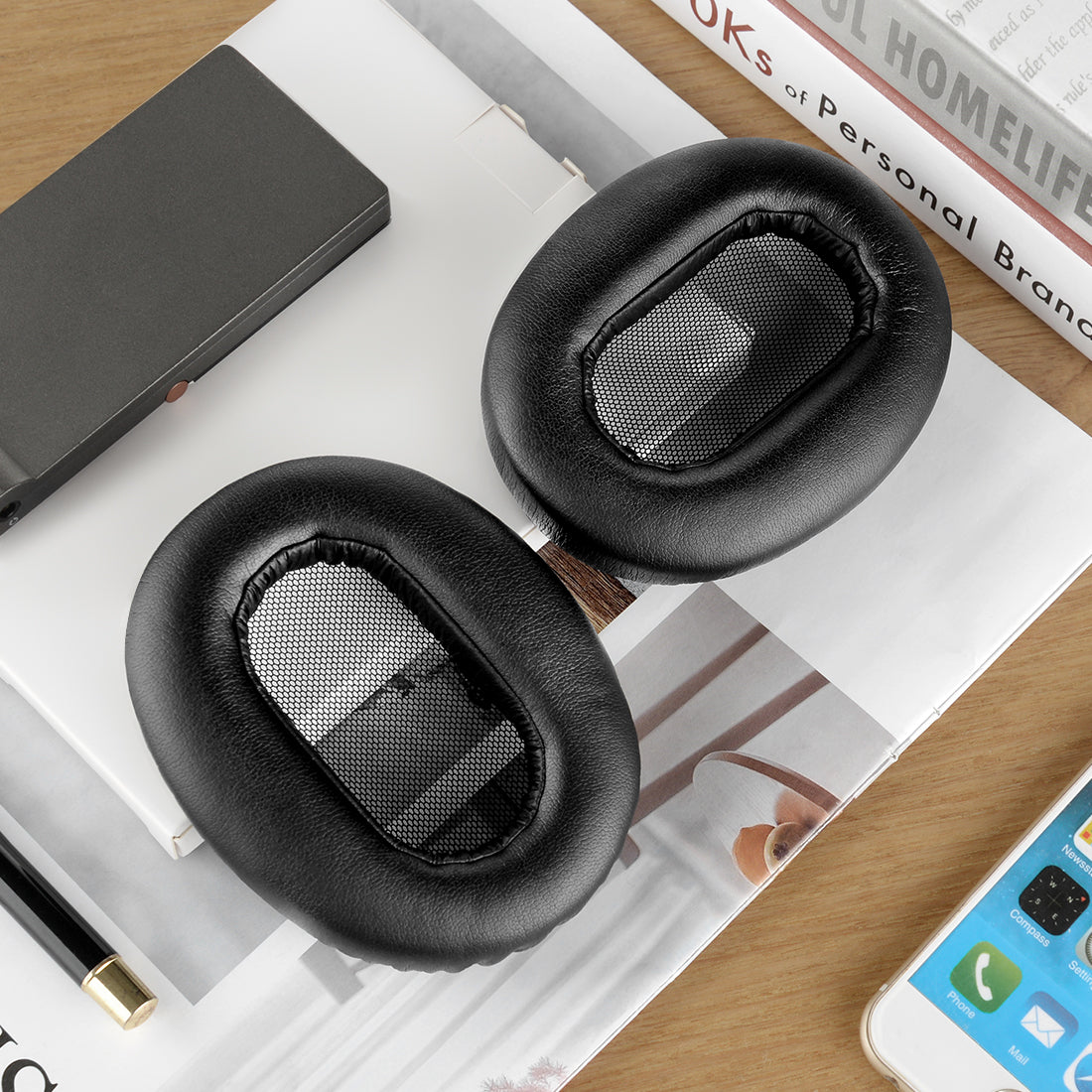 Replacement Ear Pads for SONY MDR-1AM2, MDR-1AM2/B Headphones Ear Cushions, Headset Earpads (Protein Leather / Black)