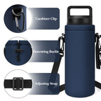 Linkidea Neoprene Water Bottle Carrier with Strap Compatible with YETI Rambler Bottle 18oz/26oz, Yonder 25oz, Insulated Waterbottle Sling Bag with Shoulder Strap, Navy Blue